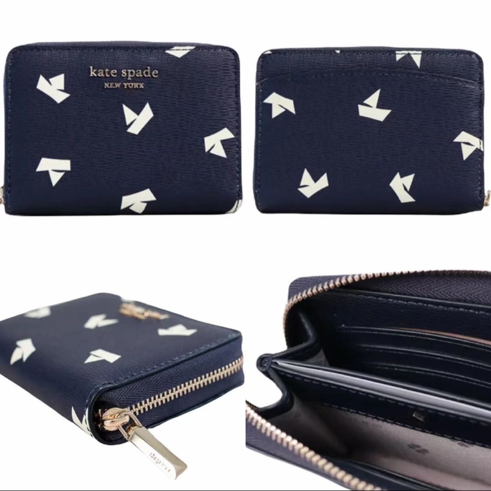 Kate Spade Spencer Paper Boats Zip Cardholder Card Case Wallet - Picture 5 of 5